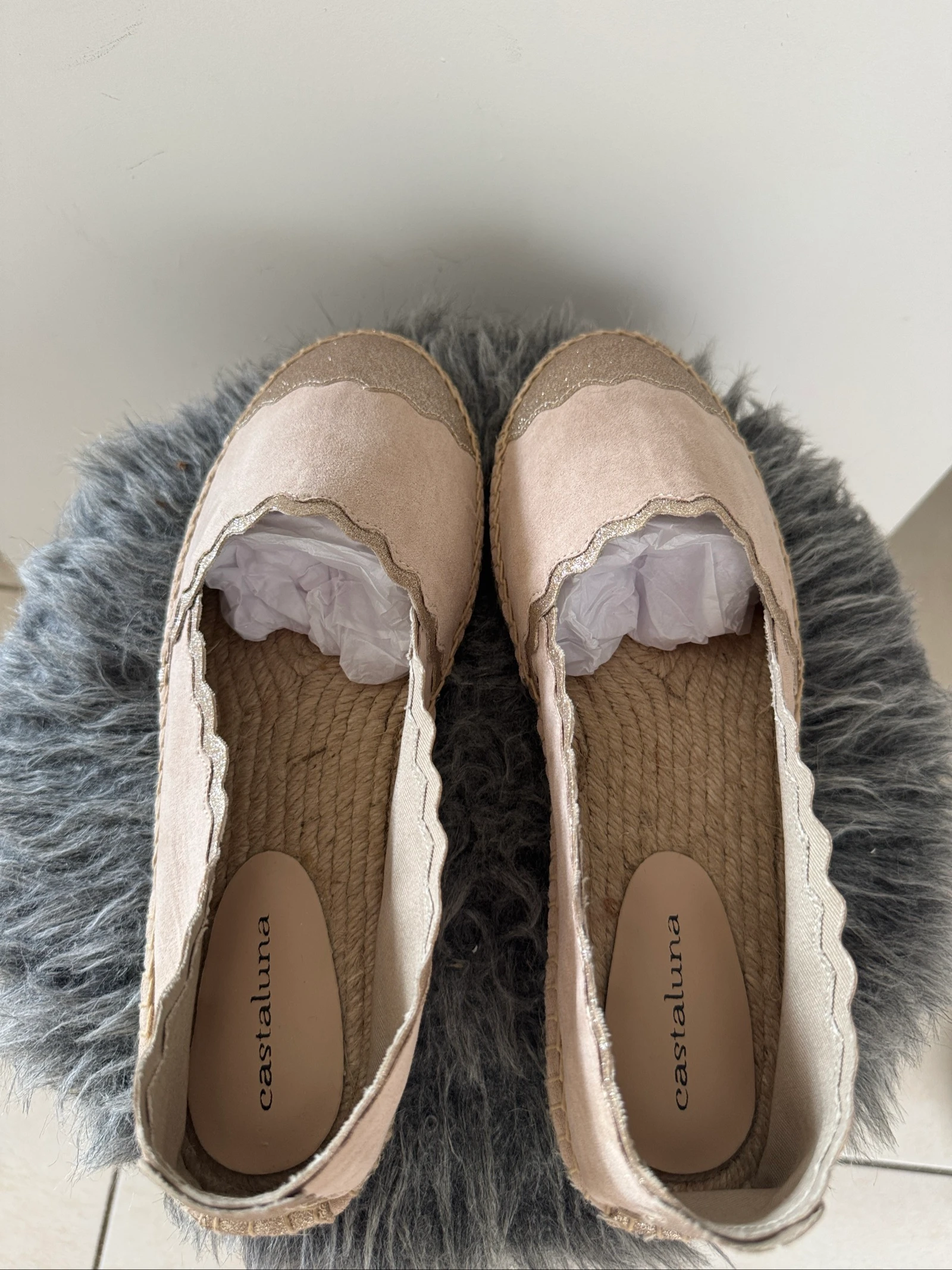 Castaluna espadrilles ecru en gouden pailletten – Maat 41 – Nieuw – photo 5